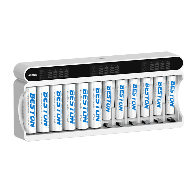 Beston 1.2V AA /AAA 可充电镍氢电池 12 槽液晶屏显示镍氢充电器