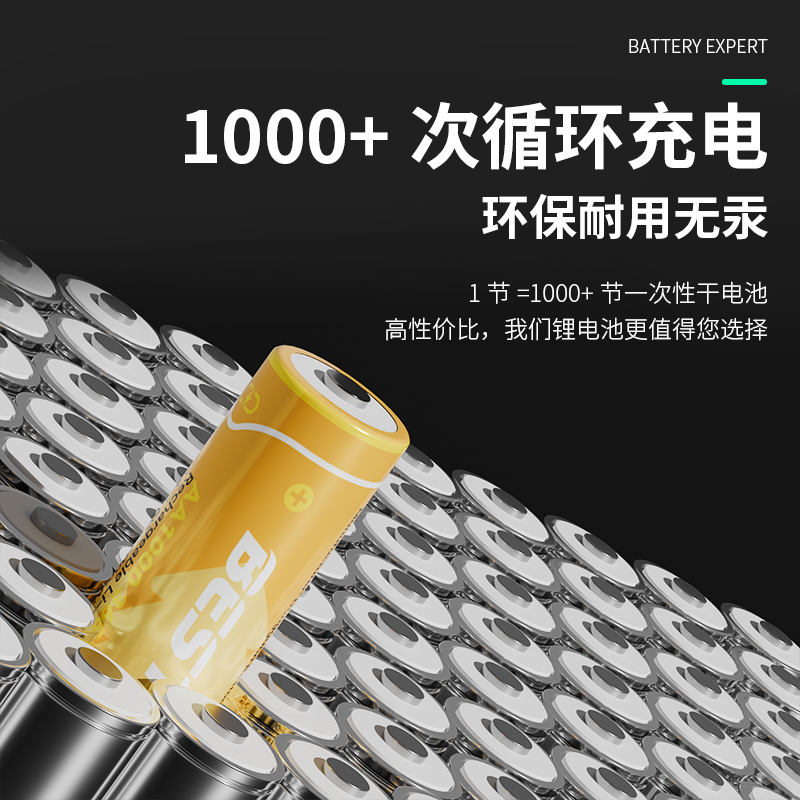 Beston 1.5V AA Lithium Rechargeable Battery 3600mWh