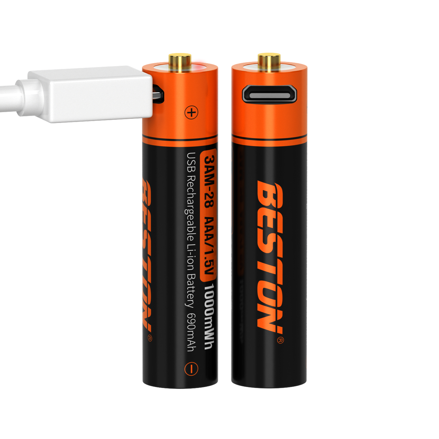 Beston USB 1.5V AAA 可充电锂电池 1000mWh 带 Micro USB 端口