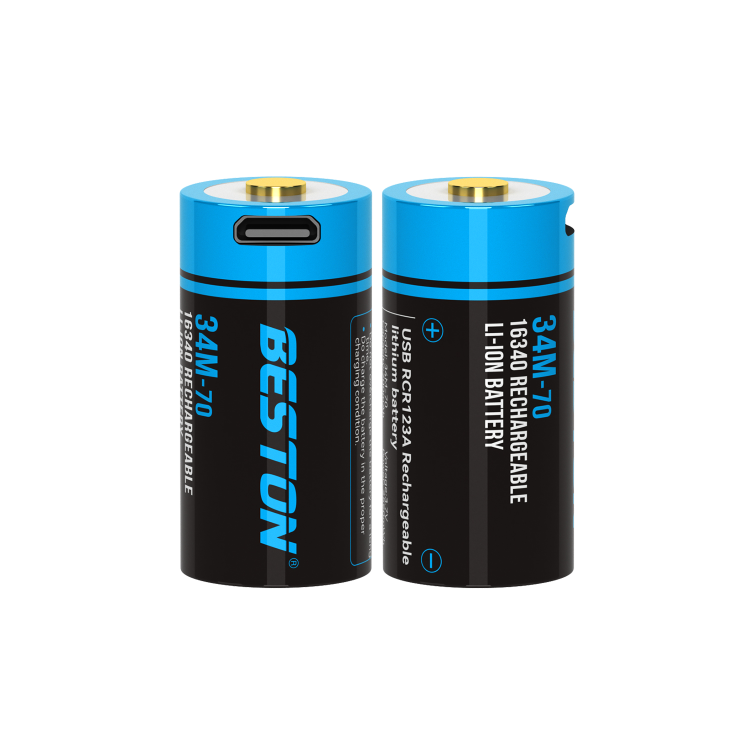 Beston USB 3.7V 34M-70 Rechargeable Lithium Battery 16340